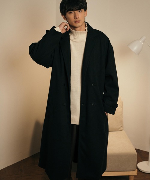 オーバーサイズ ロングダブルチェスターラップコート タイロッケン