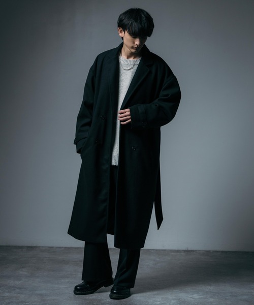 オーバーサイズ ロングダブルチェスターラップコート タイロッケン