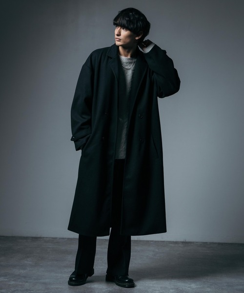 オーバーサイズ ロングダブルチェスターラップコート タイロッケン