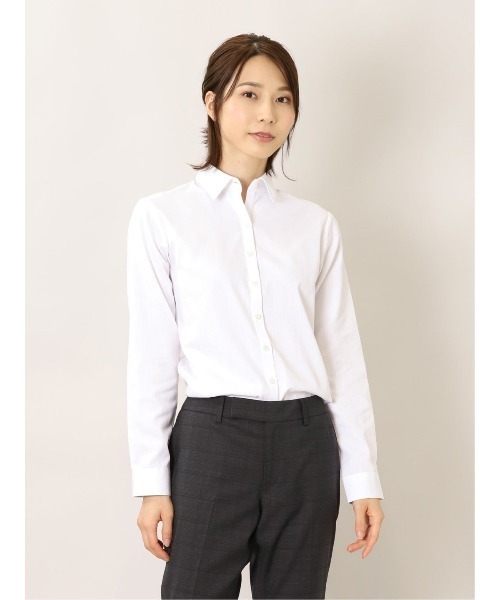 m.f.editorial（エムエフエディトリアル）の「エムエフエディトリアル レディース/m.f.editorial:Women 透け防止 形態安定 レギュラーカラー ビジネス ドレス 長袖 ブラウス（ビジネスシャツ・レディース・ホワイト・MEDIUM/LARGE/X-LARGE/S）」の3枚目の写真