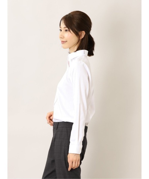 m.f.editorial（エムエフエディトリアル）の「エムエフエディトリアル レディース/m.f.editorial:Women 透け防止 形態安定 レギュラーカラー ビジネス ドレス 長袖 ブラウス（ビジネスシャツ・レディース・ホワイト・MEDIUM/LARGE/X-LARGE/S）」の4枚目の写真