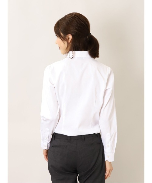 m.f.editorial（エムエフエディトリアル）の「エムエフエディトリアル レディース/m.f.editorial:Women 透け防止 形態安定 レギュラーカラー ビジネス ドレス 長袖 ブラウス（ビジネスシャツ・レディース・ホワイト・MEDIUM/LARGE/X-LARGE/S）」の5枚目の写真