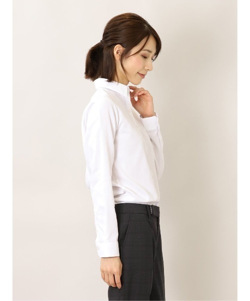 m.f.editorial（エムエフエディトリアル）の「エムエフエディトリアル レディース/m.f.editorial:Women 透け防止 形態安定 レギュラーカラー ビジネス ドレス 長袖 ブラウス（ビジネスシャツ・レディース・ホワイト・MEDIUM/LARGE/X-LARGE/S）」の6枚目の写真