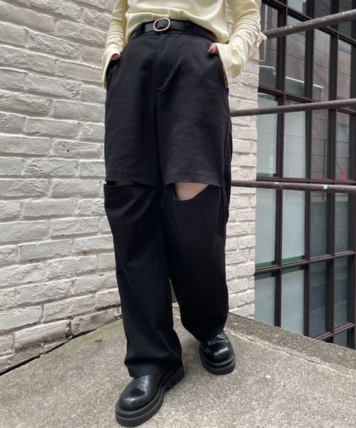 CIAOPANIC（チャオパニック）の「【CPC SCAMP】サイドラインスリットチノパン（チノパンツ・レディース・ブラック/カーキ/ベージュ・SMALL/MEDIUM）」の2枚目の写真