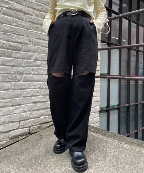 CIAOPANIC（チャオパニック）の「【CPC SCAMP】サイドラインスリットチノパン（チノパンツ・レディース・ブラック/カーキ/ベージュ・SMALL/MEDIUM）」の9枚目の写真