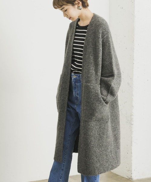 URBAN RESEARCH(アーバンリサーチ)の「モヘヤMIXストレッチガウンカーディガン(カーディガン/ボレロ・レディース・ベージュ/チャコールグレー・FREE)」の2枚目の写真