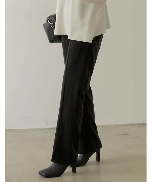 Re:EDIT（リエディ）の「[低身長/高身長サイズ有]起毛ジャージーセンターシームスリットパンツ（その他パンツ・レディース・アイボリー/モカ/ブラック/ピンク・LARGE/TALL/MEDIUM/SHORT）」の9枚目の写真