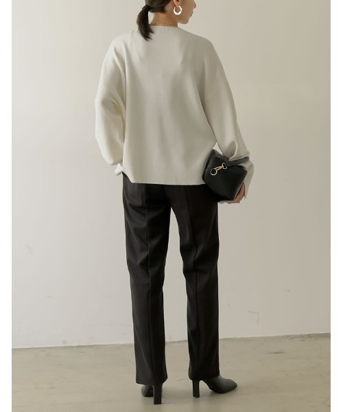 Re:EDIT（リエディ）の「[低身長/高身長サイズ有]起毛ジャージーセンターシームスリットパンツ（その他パンツ・レディース・アイボリー/モカ/ブラック/ピンク・LARGE/TALL/MEDIUM/SHORT）」の10枚目の写真