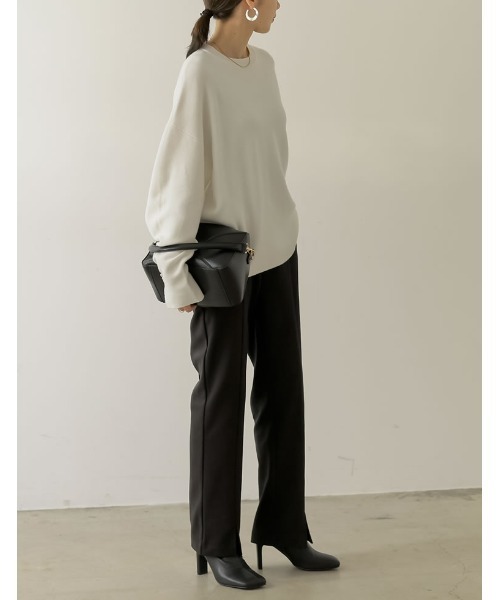 Re:EDIT（リエディ）の「[低身長/高身長サイズ有]起毛ジャージーセンターシームスリットパンツ（その他パンツ・レディース・アイボリー/モカ/ブラック/ピンク・LARGE/TALL/MEDIUM/SHORT）」の11枚目の写真