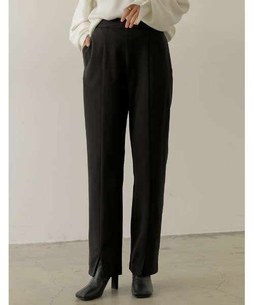 Re:EDIT（リエディ）の「[低身長/高身長サイズ有]起毛ジャージーセンターシームスリットパンツ（その他パンツ・レディース・アイボリー/モカ/ブラック/ピンク・LARGE/TALL/MEDIUM/SHORT）」の12枚目の写真