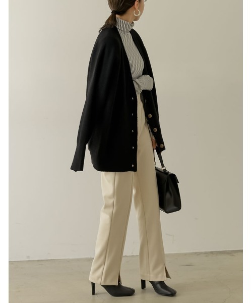 Re:EDIT（リエディ）の「[低身長/高身長サイズ有]起毛ジャージーセンターシームスリットパンツ（その他パンツ・レディース・アイボリー/モカ/ブラック/ピンク・LARGE/TALL/MEDIUM/SHORT）」の17枚目の写真