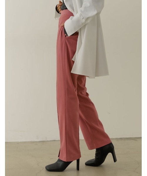 Re:EDIT（リエディ）の「[低身長/高身長サイズ有]起毛ジャージーセンターシームスリットパンツ（その他パンツ・レディース・アイボリー/モカ/ブラック/ピンク・LARGE/TALL/MEDIUM/SHORT）」の19枚目の写真