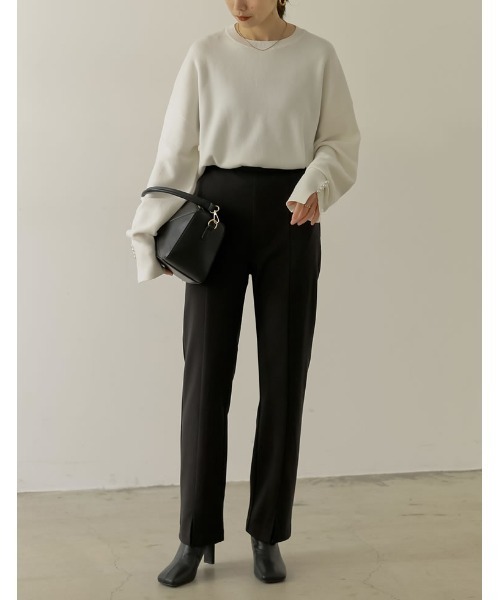 Re:EDIT（リエディ）の「[低身長/高身長サイズ有]起毛ジャージーセンターシームスリットパンツ（その他パンツ・レディース・アイボリー/モカ/ブラック/ピンク・LARGE/TALL/MEDIUM/SHORT）」の13枚目の写真