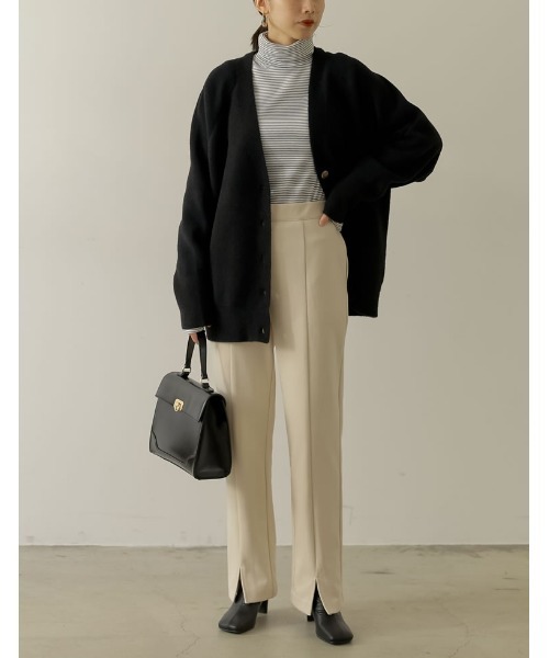 Re:EDIT（リエディ）の「[低身長/高身長サイズ有]起毛ジャージーセンターシームスリットパンツ（その他パンツ・レディース・アイボリー/モカ/ブラック/ピンク・LARGE/TALL/MEDIUM/SHORT）」の16枚目の写真