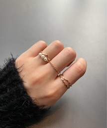 【NiiNa】ウェーブデザインパールリング5点セット