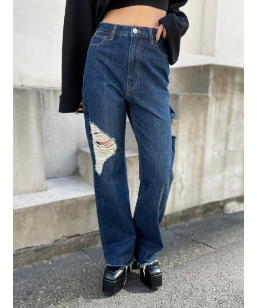 ENVYM（アンビー）の「ハードダメージペインターＰＴ（デニムパンツ・レディース・ブラック/ブルー・MEDIUM/SMALL）」の18枚目の写真