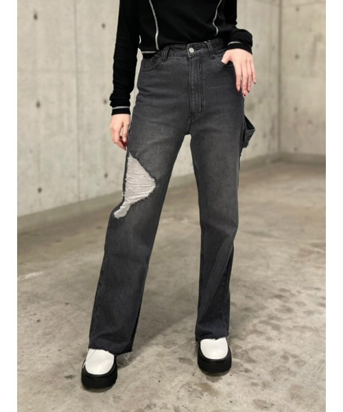ENVYM（アンビー）の「ハードダメージペインターＰＴ（デニムパンツ・レディース・ブラック/ブルー・MEDIUM/SMALL）」の7枚目の写真