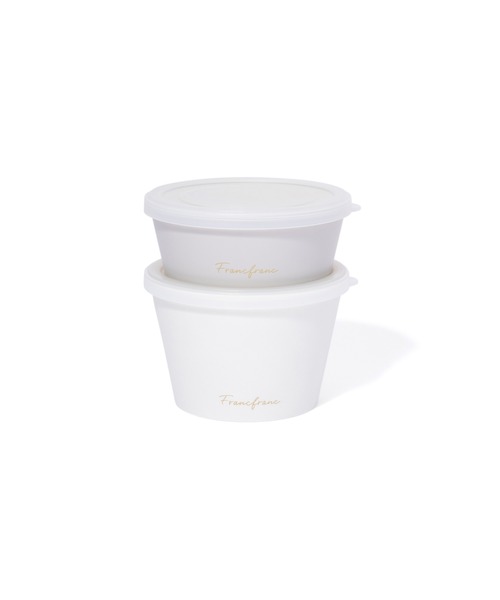 Francfranc（フランフラン）の「ロゴ デリカップ ホワイト (2個セット)（お弁当箱・レディース・ホワイト・FREE）」の2枚目の写真