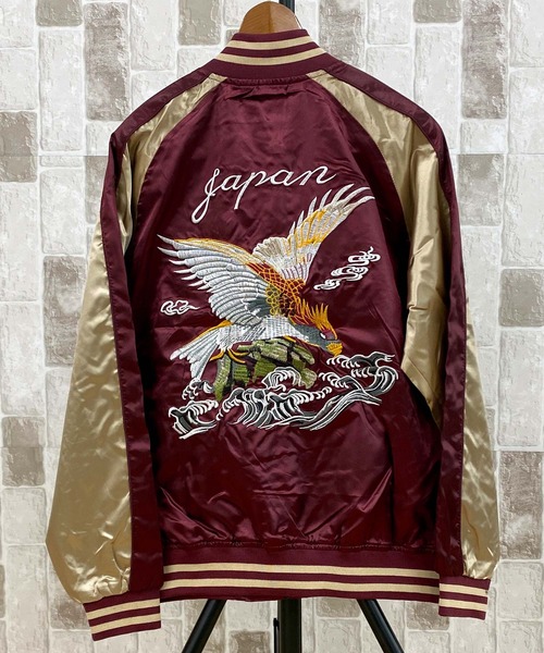 TopIsm（トップイズム）の「スカジャン 鷹 風神雷神（スカジャン・メンズ・ブラック系1/グリーン/ブラック系2/ブルー/ワイン/パープル・M/L/XL）」の6枚目の写真