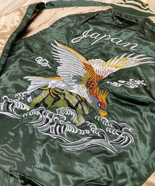 TopIsm（トップイズム）の「スカジャン 鷹 風神雷神（スカジャン・メンズ・ブラック系1/グリーン/ブラック系2/ブルー/ワイン/パープル・M/L/XL）」の17枚目の写真