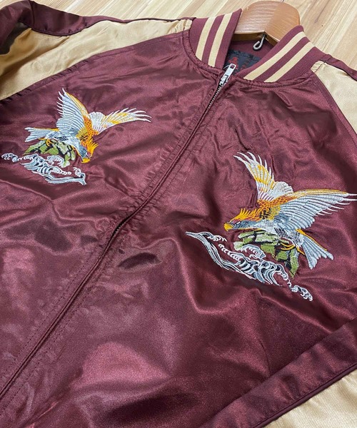 TopIsm（トップイズム）の「スカジャン 鷹 風神雷神（スカジャン・メンズ・ブラック系1/グリーン/ブラック系2/ブルー/ワイン/パープル・M/L/XL）」の22枚目の写真