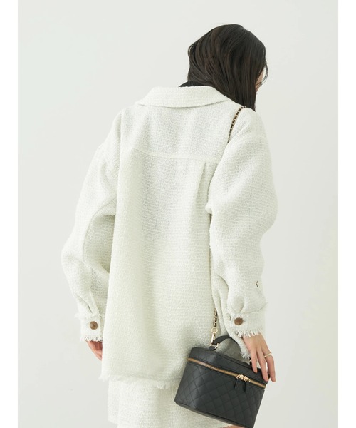 earth music&ecology（アースミュージックアンドエコロジー）の「ツイードシャツジャケット（その他アウター・レディース・ライム/アイボリー・FREE）」の5枚目の写真