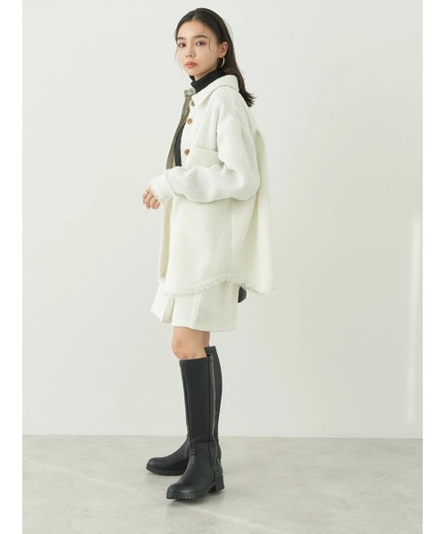 earth music&ecology（アースミュージックアンドエコロジー）の「ツイードシャツジャケット（その他アウター・レディース・ライム/アイボリー・FREE）」の8枚目の写真