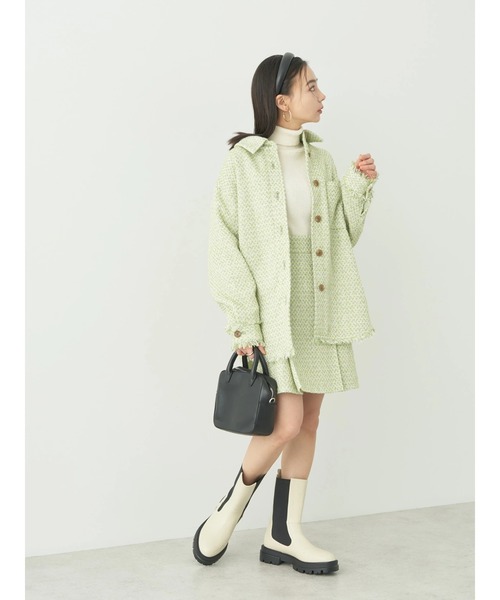 earth music&ecology（アースミュージックアンドエコロジー）の「ツイードシャツジャケット（その他アウター・レディース・ライム/アイボリー・FREE）」の14枚目の写真