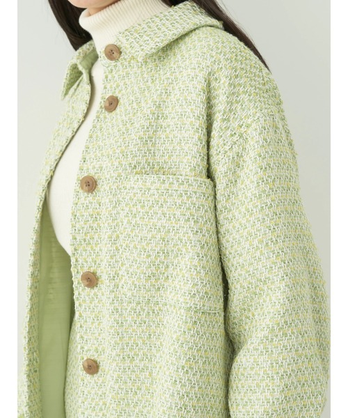 earth music&ecology（アースミュージックアンドエコロジー）の「ツイードシャツジャケット（その他アウター・レディース・ライム/アイボリー・FREE）」の18枚目の写真