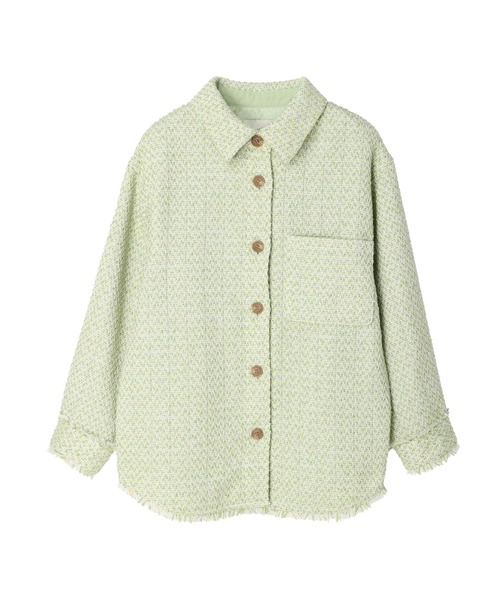 earth music&ecology（アースミュージックアンドエコロジー）の「ツイードシャツジャケット（その他アウター・レディース・ライム/アイボリー・FREE）」の20枚目の写真