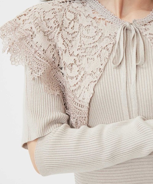 WILLSELECTION（ウィルセレクション）の「襟付き レースカラー アームウォーマー ニットワンピース 着脱可能 【WILLSELECTION】（ワンピース・レディース・ラベンダー/イエロー/ベージュ/ネイビー・MEDIUM）」の20枚目の写真