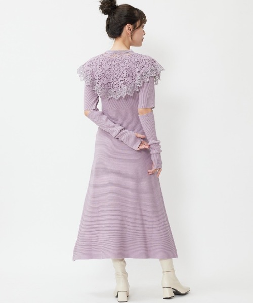 WILLSELECTION（ウィルセレクション）の「襟付き レースカラー アームウォーマー ニットワンピース 着脱可能 【WILLSELECTION】（ワンピース・レディース・ラベンダー/イエロー/ベージュ/ネイビー・MEDIUM）」の21枚目の写真