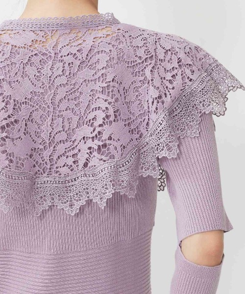 WILLSELECTION（ウィルセレクション）の「襟付き レースカラー アームウォーマー ニットワンピース 着脱可能 【WILLSELECTION】（ワンピース・レディース・ラベンダー/イエロー/ベージュ/ネイビー・MEDIUM）」の18枚目の写真