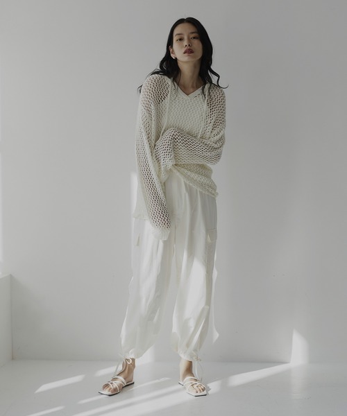 hellam(へラム)の「ナイロンカーゴパンツ(カーゴパンツ・レディース・アイボリー/パープル/カーキ/ブラック・FREE)」の7枚目の写真