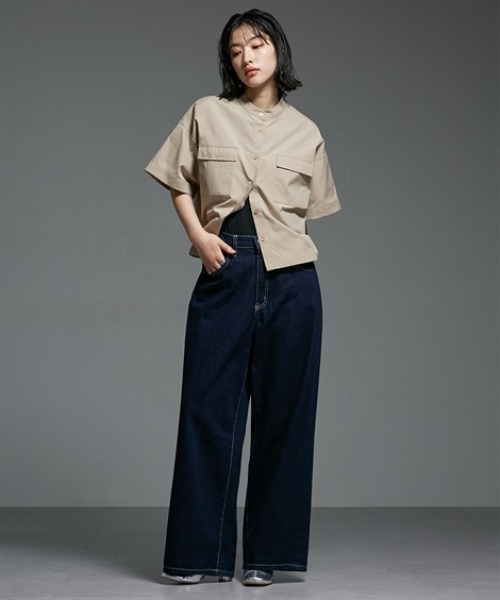 Soiunique（スワユニーク）の「綿１００％ゆるシルエット超ワイドデニムパンツ ［Soiunique］（デニムパンツ・レディース・ネイビー/ブラック/オフホワイト/ワンウォッシュ/ブルー・S/M/L/LL）」の13枚目の写真