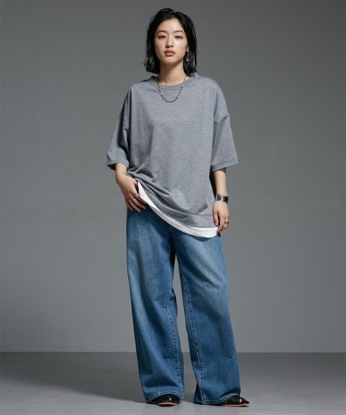 綿100％ゆるシルエット超ワイドパンツ ［Soiunique］（デニム