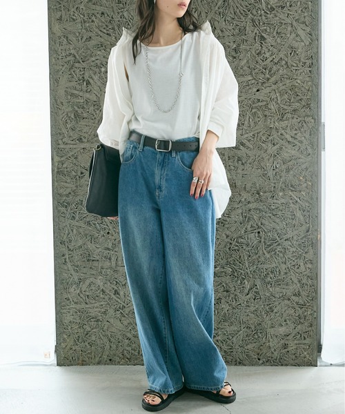 綿100％ゆるシルエット超ワイドデニムパンツ ［Soiunique］（デニム