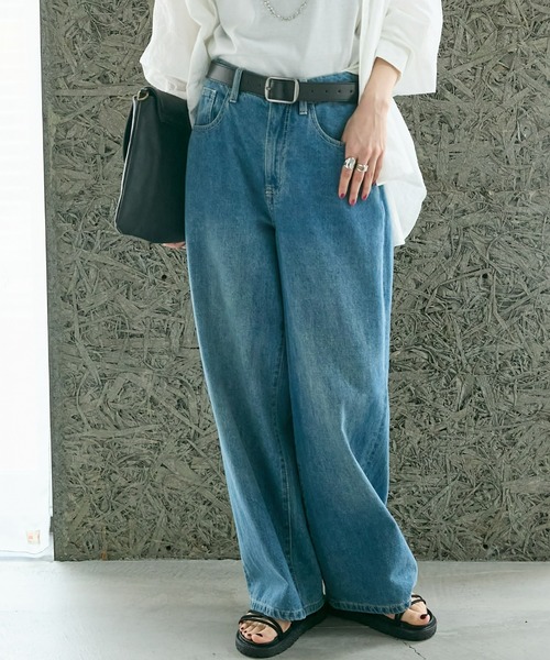 綿100％ゆるシルエット超ワイドデニムパンツ ［Soiunique］（デニム