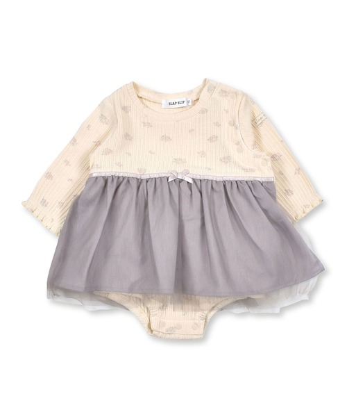 SLAP SLIP BABY(スラップスリップベビー)の「SLAPSLIPBABY/【お揃い】チュールドッキング花柄ロンパースベビー(70~80cm)(ロンパース・キッズ・ホワイト系その他/ピンク系その他・80/70)」の2枚目の写真