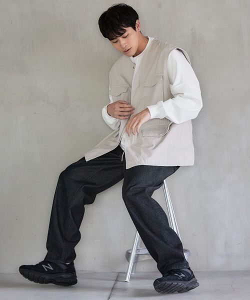 LOWRYS FARM（ローリーズファーム）の「ミリタリーノーカラーベスト　178066（ベスト・メンズ・オフホワイト/カーキ・MEDIUM/LARGE）」の19枚目の写真