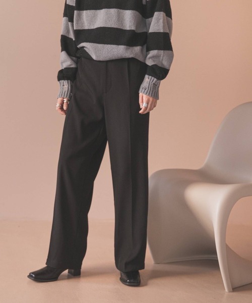 bohmal（ボマール）の「タックワイドストレートスラックスパンツ（スラックス・レディース・ネイビー/ブラック/ライム・MEDIUM/SMALL/LARGE）」の9枚目の写真