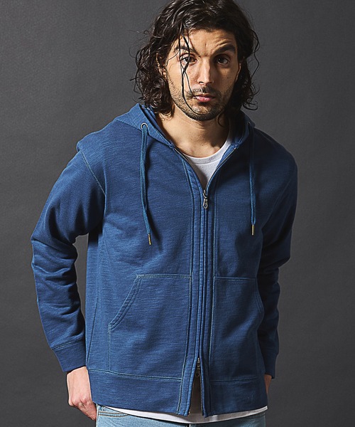 RATTLE TRAP（ラトルトラップ）の「スラブ裏毛ジップアップパーカー（パーカー・メンズ・ライトブルー/ホワイト/ネイビー・LL/L/M）」の3枚目の写真