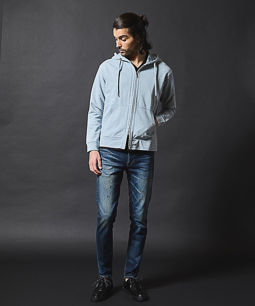 RATTLE TRAP（ラトルトラップ）の「スラブ裏毛ジップアップパーカー（パーカー・メンズ・ライトブルー/ホワイト/ネイビー・LL/L/M）」の4枚目の写真