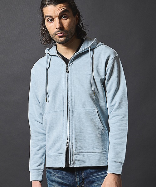 RATTLE TRAP（ラトルトラップ）の「スラブ裏毛ジップアップパーカー（パーカー・メンズ・ライトブルー/ホワイト/ネイビー・LL/L/M）」の7枚目の写真