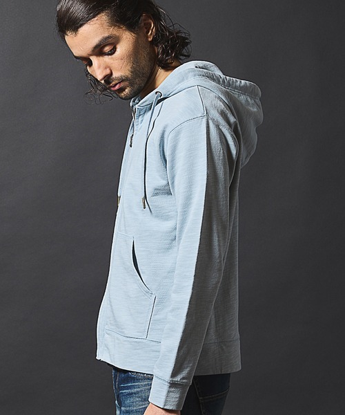 RATTLE TRAP（ラトルトラップ）の「スラブ裏毛ジップアップパーカー（パーカー・メンズ・ライトブルー/ホワイト/ネイビー・LL/L/M）」の8枚目の写真