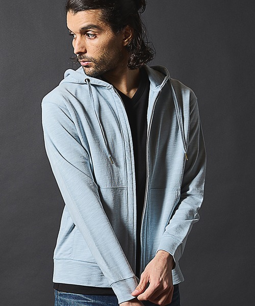 RATTLE TRAP（ラトルトラップ）の「スラブ裏毛ジップアップパーカー（パーカー・メンズ・ライトブルー/ホワイト/ネイビー・LL/L/M）」の10枚目の写真