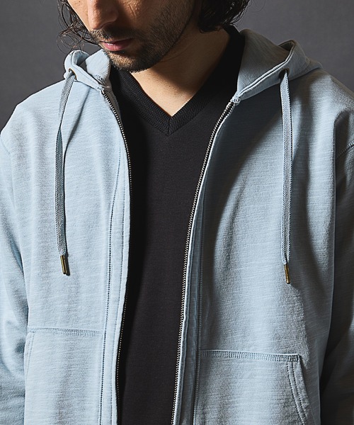 RATTLE TRAP（ラトルトラップ）の「スラブ裏毛ジップアップパーカー（パーカー・メンズ・ライトブルー/ホワイト/ネイビー・LL/L/M）」の11枚目の写真