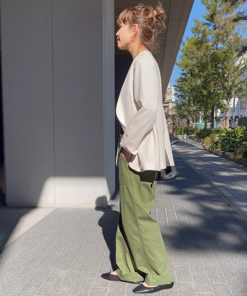 Spick & Span（スピックアンドスパン）の「リネンライクノーカラージャケット（ノーカラージャケット・レディース・ベージュ系その他/ネイビー/ブルー・36/38）」の21枚目の写真