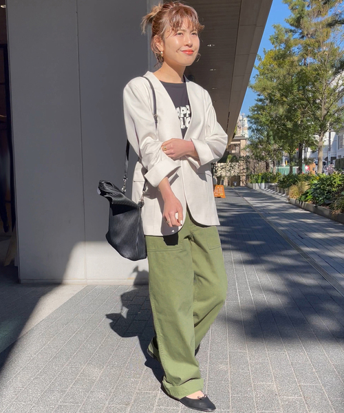 Spick & Span（スピックアンドスパン）の「リネンライクノーカラージャケット（ノーカラージャケット・レディース・ベージュ系その他/ネイビー/ブルー・36/38）」の4枚目の写真