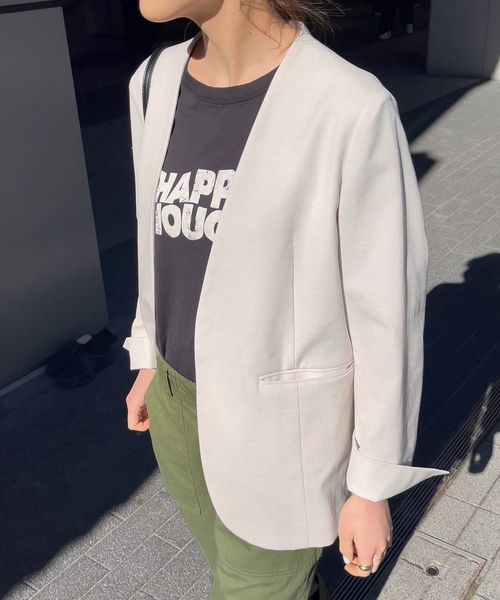Spick & Span（スピックアンドスパン）の「リネンライクノーカラージャケット（ノーカラージャケット・レディース・ベージュ系その他/ネイビー/ブルー・36/38）」の22枚目の写真